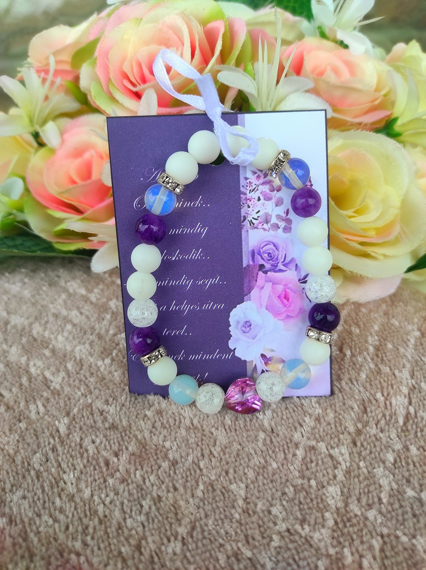 Ametiszt ballagási ajándék karkötő